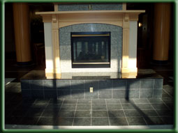 Hotel lobby fireplace & hearth
